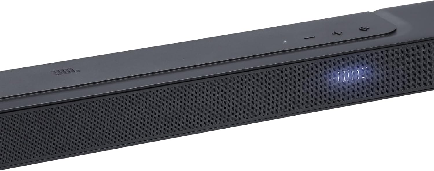 JBL Bar 300 soundbar connected to a television, illustrating a typical setup.