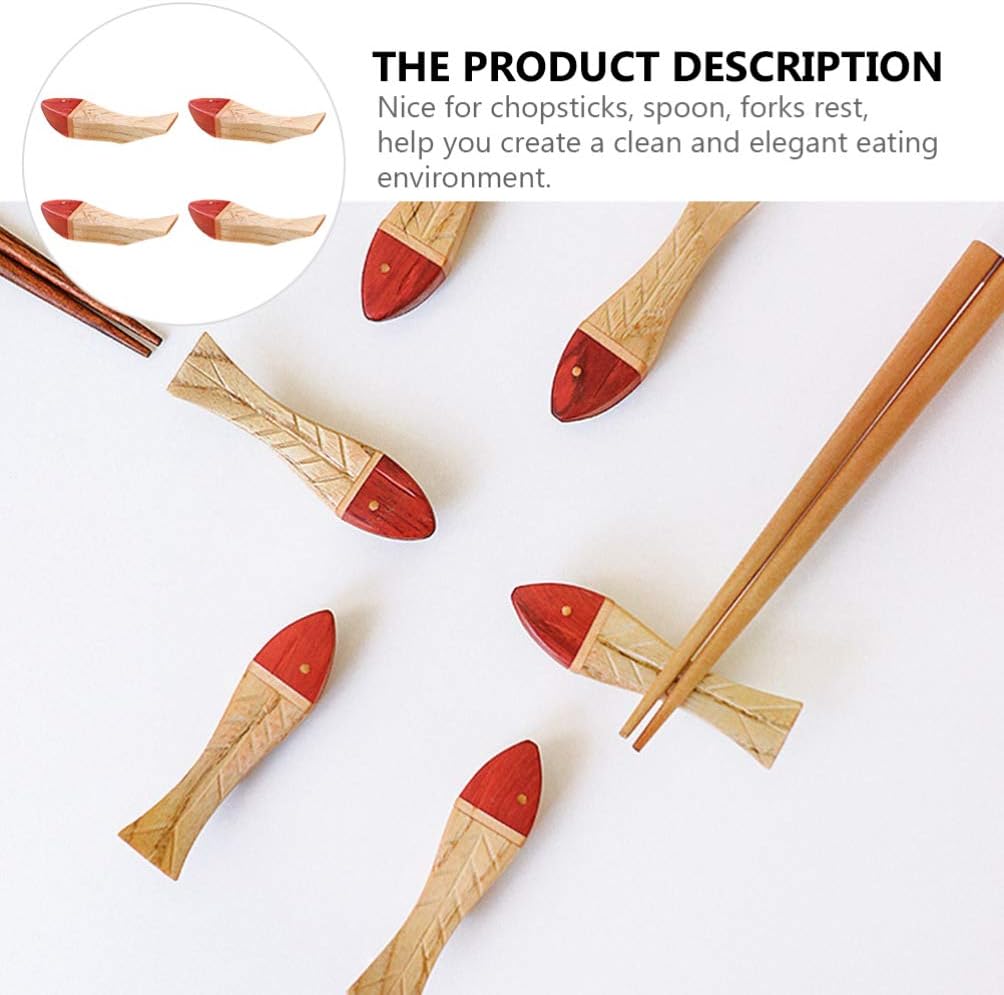 Fish Shaped Wooden Chopstick Rests 4pcs for Chopsticks