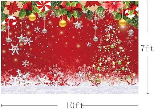 Miniatura 10 de AIBIIN Fondos rojos de Navidad de invierno de 7 x 5 pies, copo de nieve, árbol de Navidad, fotografía, fondo de fotografía de Año Nuevo,