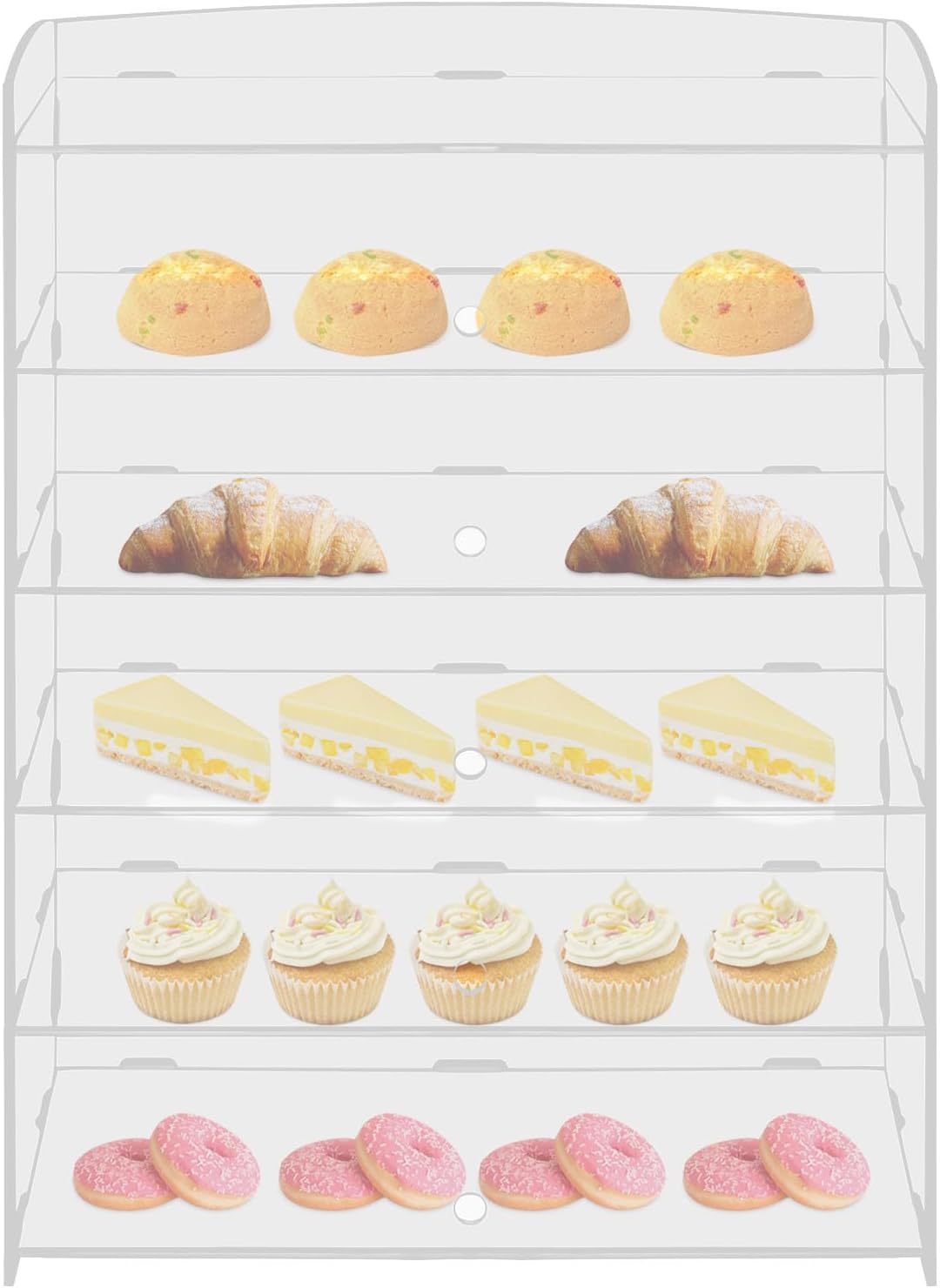 5-Tier Acrylic Display Case, Bakery Pastry Display Case Retail Display Counter Cases Acrylic Clear Display Shelf Donut Cookie Display Cabinet for Restaurant Coffee Shop Party