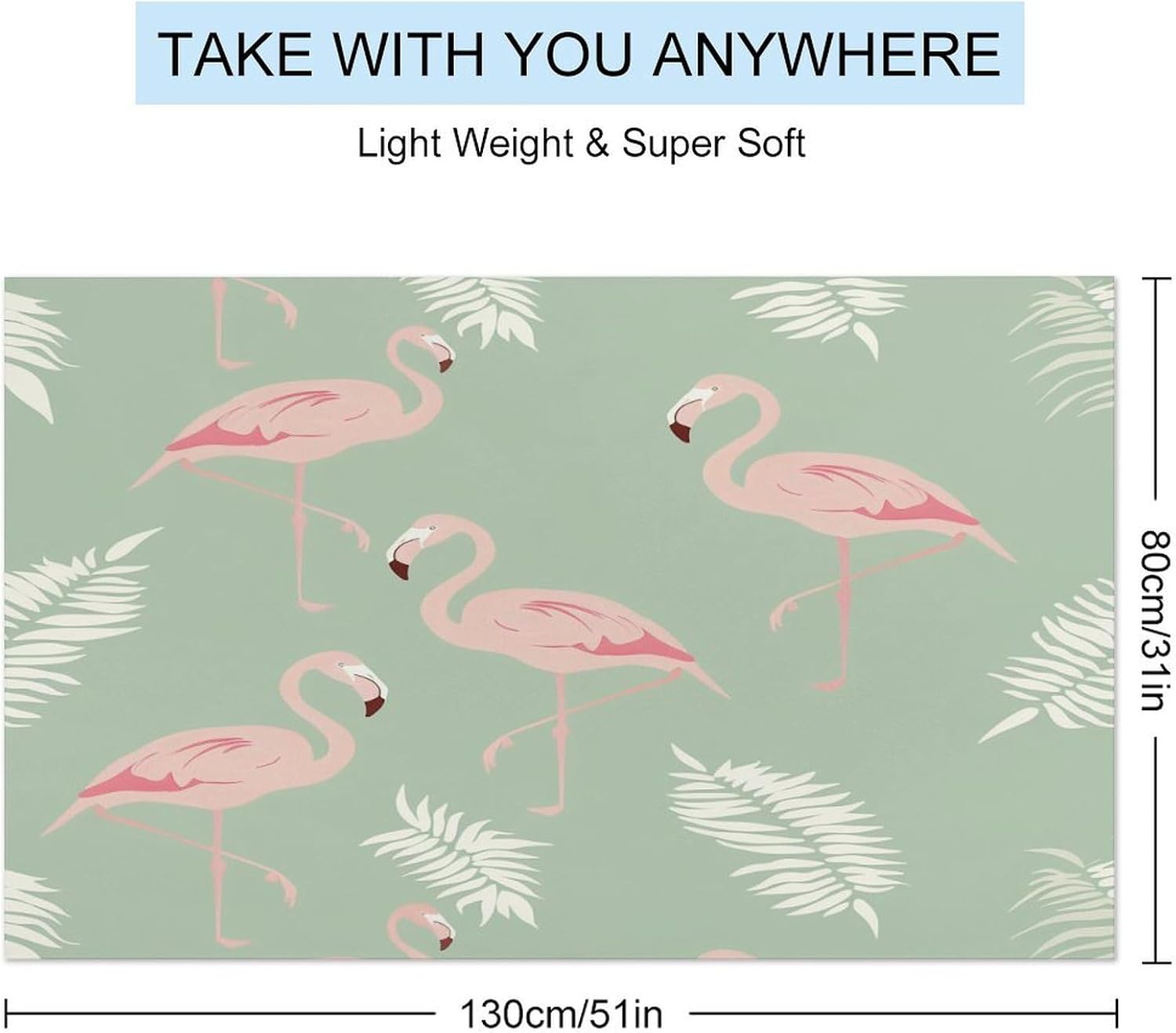 Abstract Flamingos Beach Bath Towels Quick Dry Sand Free Palm Leaf Plant Fantasy Towel Sport Camping Holiday Gym Spa Travel Swimming, 51x31 Inch