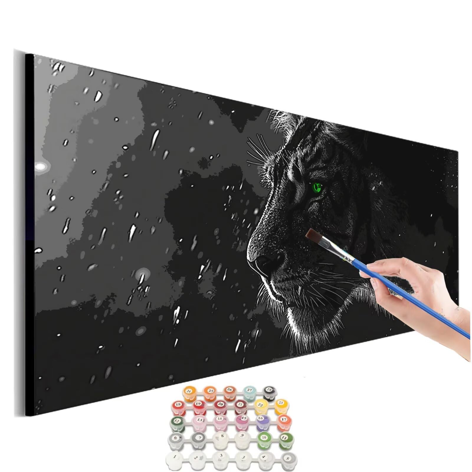 Peinture Numero Adulte Tigre Peinture Par NuméRos Grand Format Animal Loisirs CréAtifs Adultes Enfant DIY NuméRo D'Art Complet Kit DéButants ,Cadeau GarçOns Filles 3+ Ans, Sans Cadre 90x180cm M-716