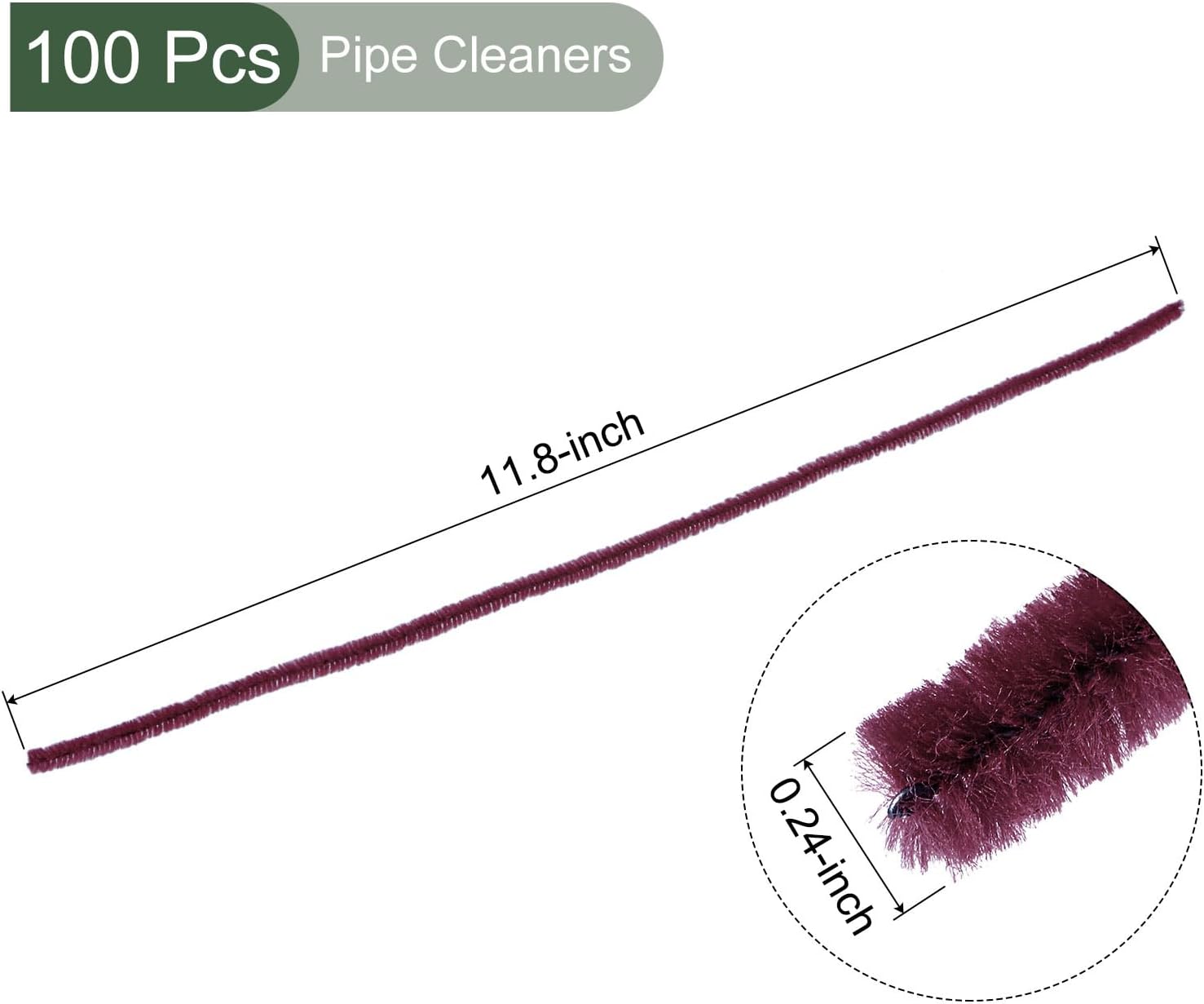 YOKIVE 100 Pcs Pipe Cleaners, Chenille Stems Decoration, Great for DIY Art Craft Supplies (6mm 12 Inch Burgundy)