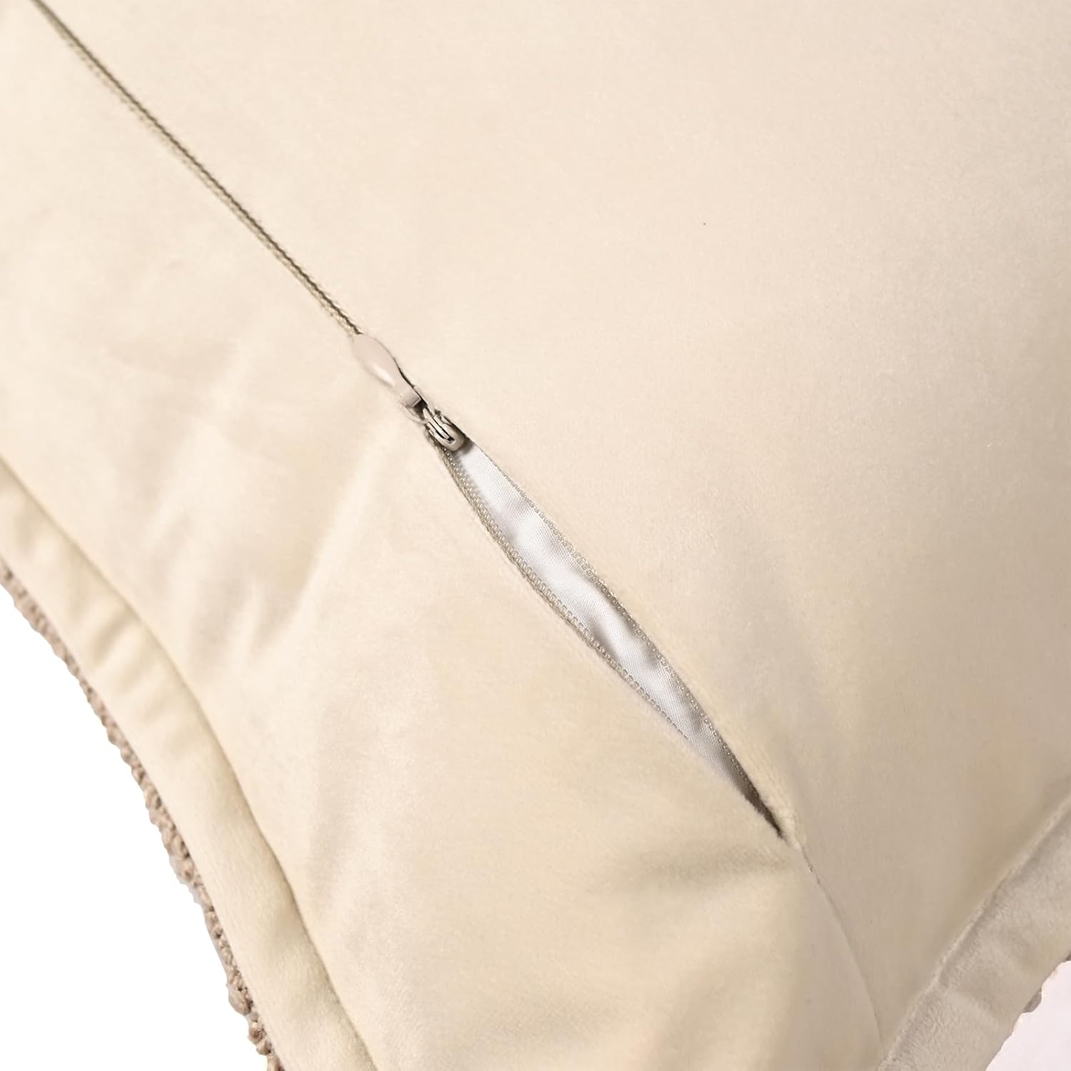 Neutral Boucle Throw Pillow Covers 20x20 Set of 4, Textured Boucle Front with Soft Velvet Back, Decorative Cushion Cases for Couch, Sofa, Bed and Living Room (Espresso,Caramel,Cream,Khaki Grey)