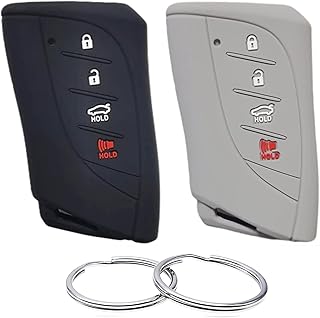 REPROTECTING Silicone Rubber Key Fob Cover Compatible with (4 Buttons) 2018 2019 2020 2022 Lexus ES300h ES350 LC500 LC500h LS500h NX350 NX250 NX350h GX460 LS500 RX350 (Black Grey)
