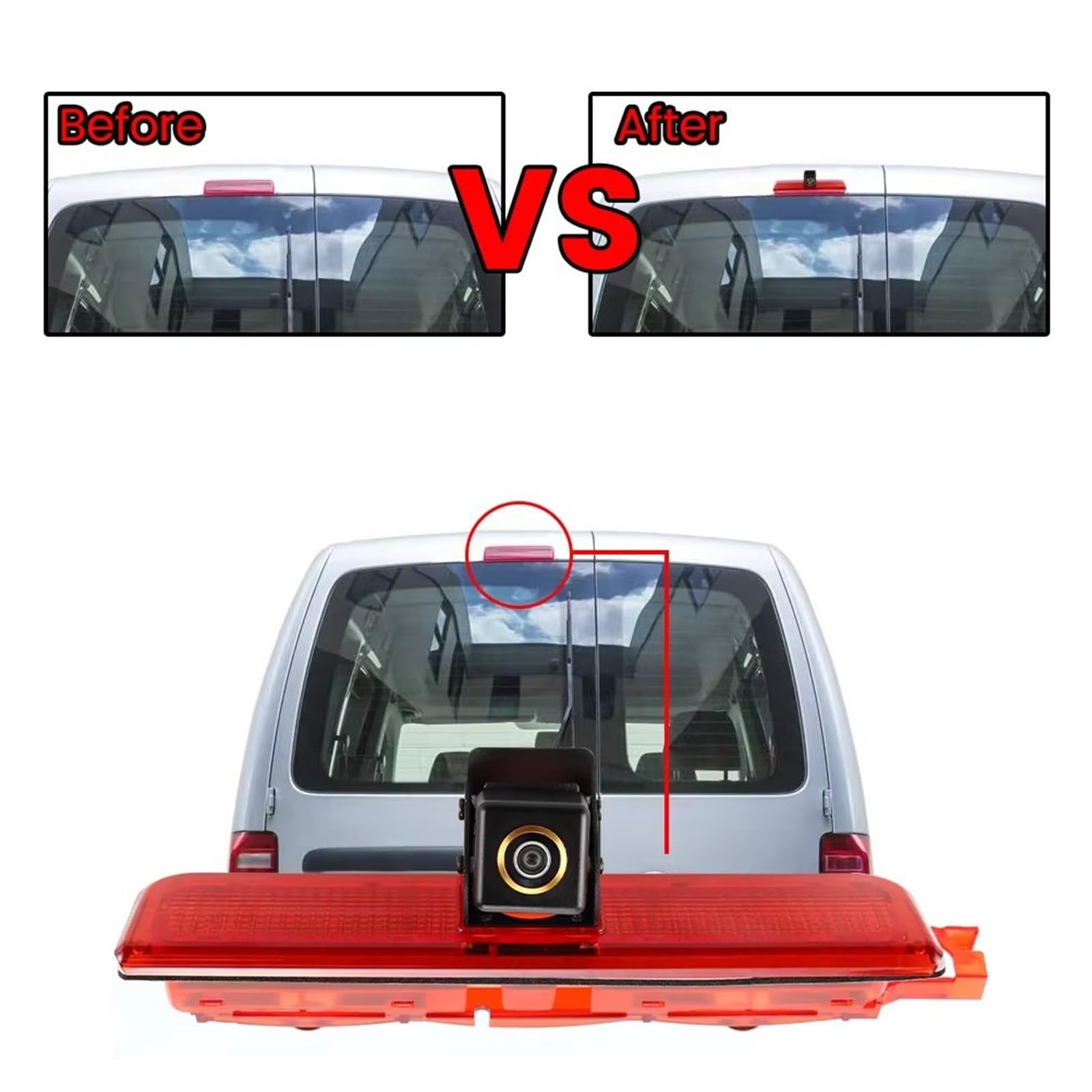 Per Caddy Per Panel Per Life 2003-2019 AHD 1080P Obiettivo Fisheye LED Luce Di Freno Del Veicolo Videocamera Vista Posteriore camera retromarcia(CVBS720P-AHD720P)