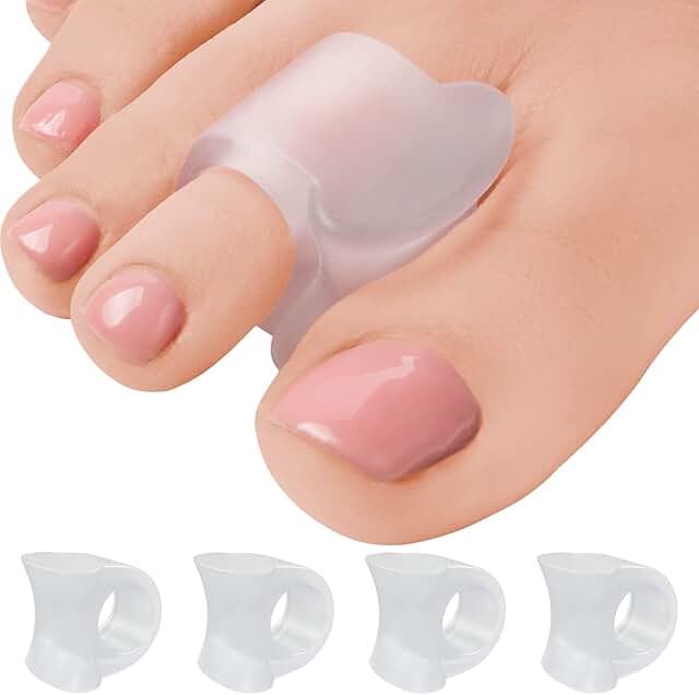 Toe Separators Hammer Toe Straightener - 4-Pack Big Toe Spacers Clear - Gel Spreader - Correct Crooked Toes - Bunion Corre...