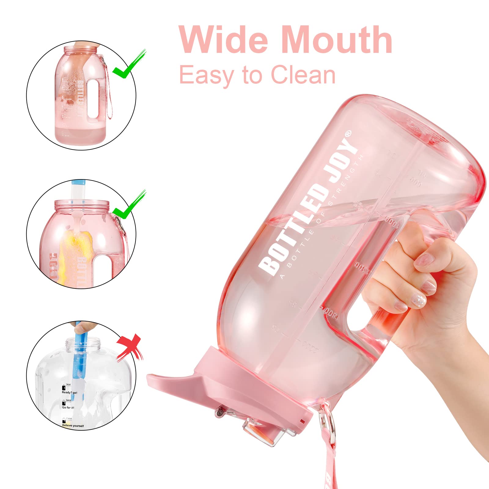 JIMACRO Botella de Agua Motivacional, 2.5L Jarra de Agua Deportiva sin BPA, Dos Métodos de Beber, Botella de Agua a Prueba de Fugas para Deporte, Escuela, Yoga, fitness
