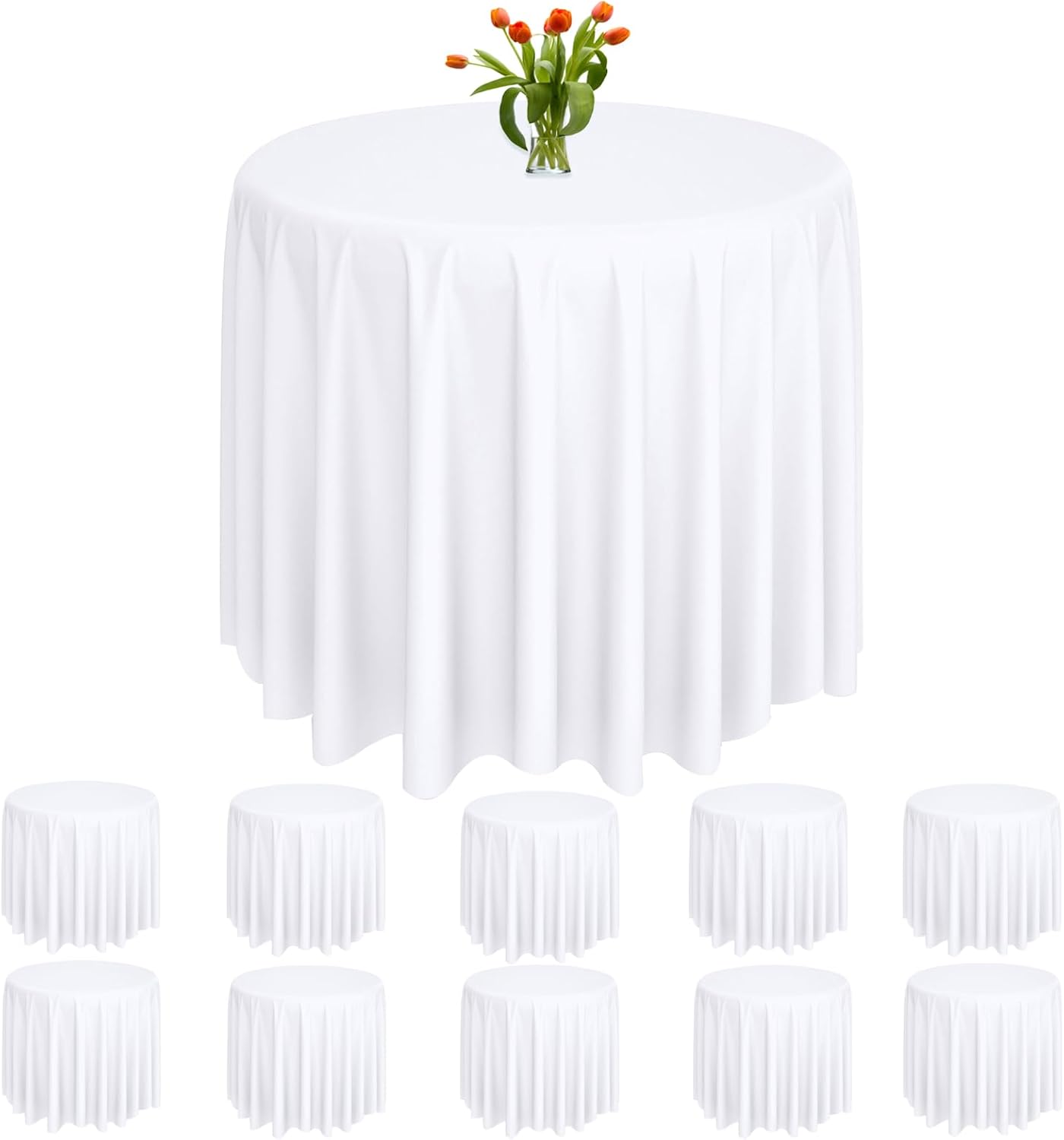 Rainmae 10 Pack Plastic Round Tablecloths 84 inch Circle Table Covers