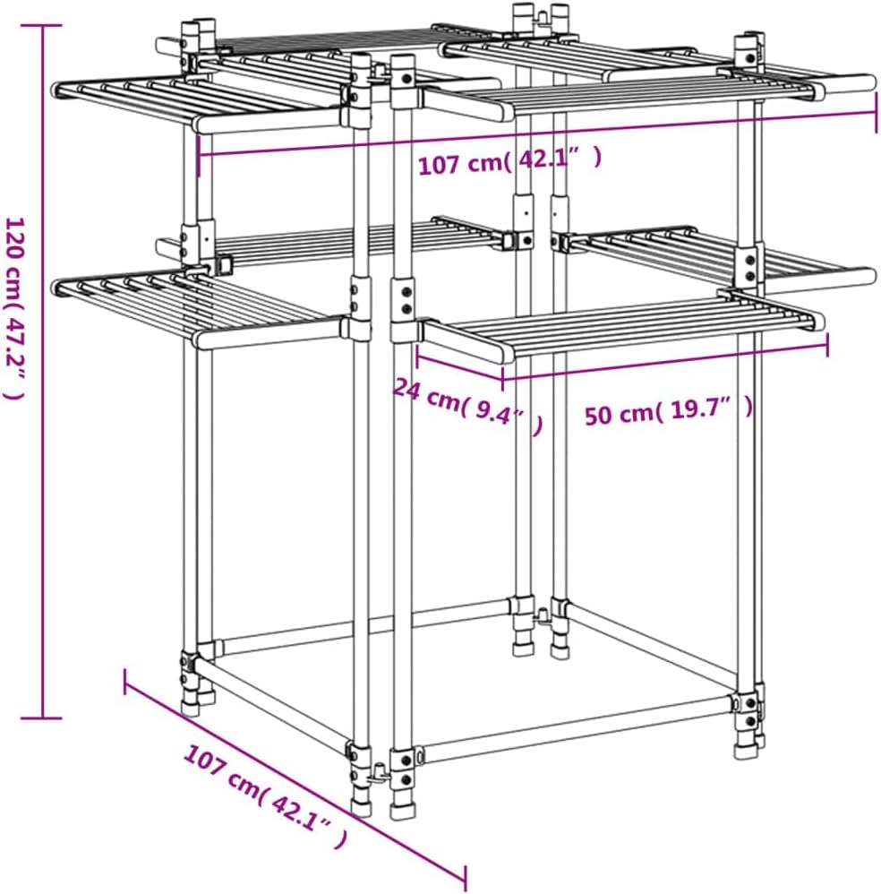 vidaXL Clothes Drying Rack, Hanging Laundry Dry Rack, Clothes Organizer for Indoor Air-Drying Lingerie Hosiery Towels, Clothes Air Dryer, Aluminum