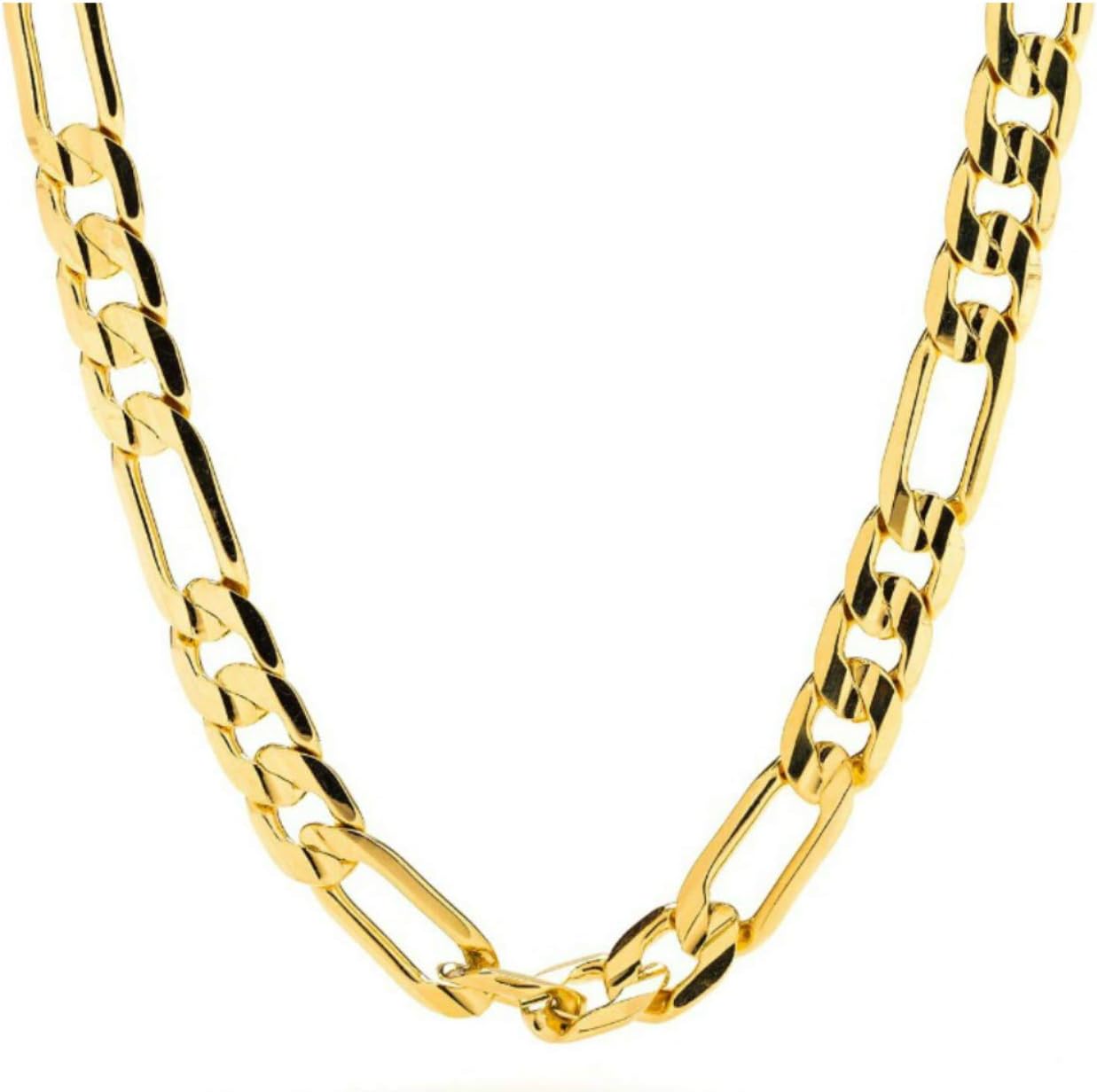 Gold Chain Necklace, Men Chains, Large 24K Gold Plated Thicker Than Any Overlay with a Warranty USA Made Gold Figaro Necklace for Men, Hip Hop Fashion Jewelry for Men, Jewelry Chain (28)