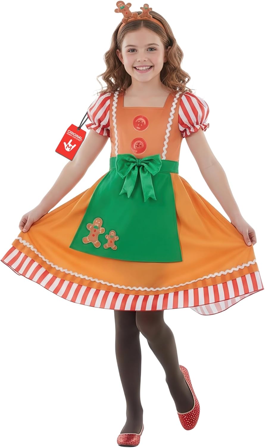 fun shack Gingerbread Costume Kids, Girls Gingerbread Costume, Christmas Costumes for Kids, Girls Christmas Costumes, Small