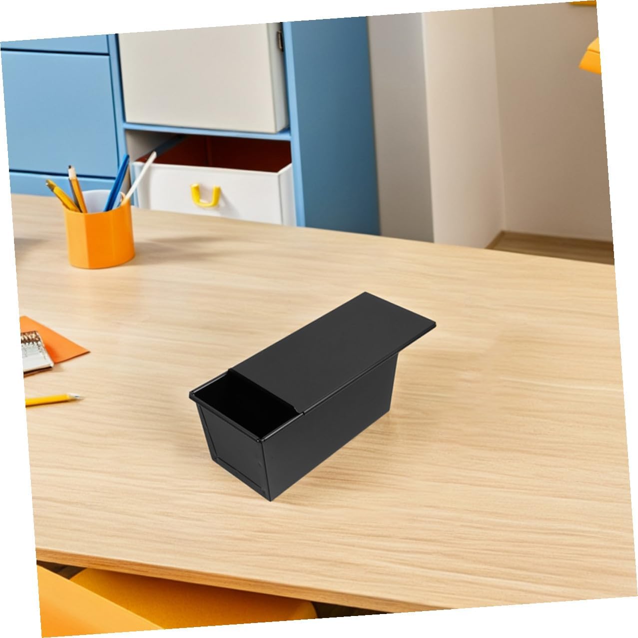 Black Stainless Iron Bread Pan with Lid 1000g Nonstick Loaf Baking Mold for Home Kitchen Toast Box