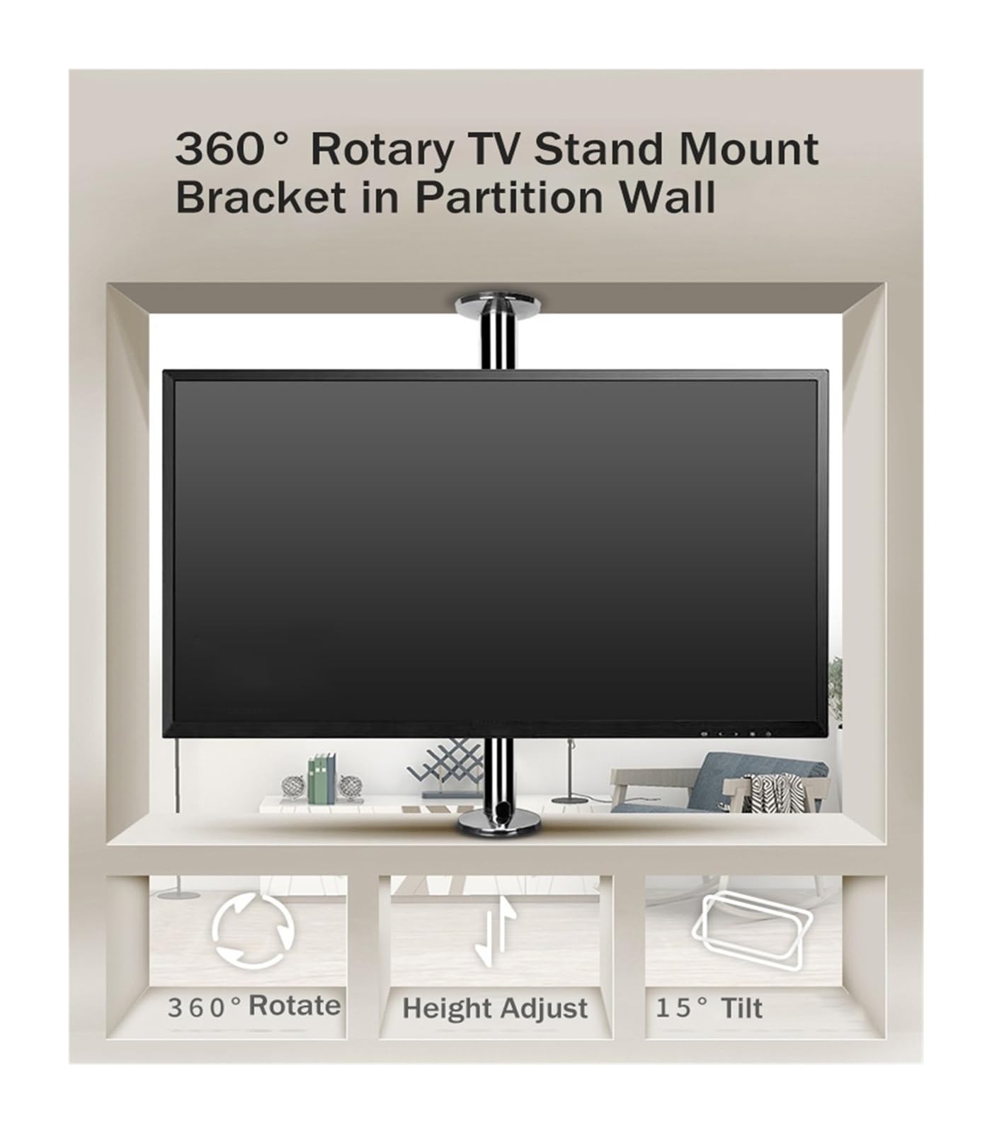 Soporte de TV Ajustable de Acero Inoxidable BG11-M para televisores LCD de 23 a 55 Pulgadas, Soporte de Montaje en Pared, Altura Ajustable de 26 a 32 Pulgadas para una fácil instalación y colocación