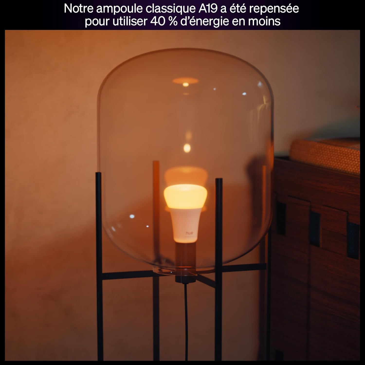 Philips Hue Ampoule connectée LED A60, White Ambiance, Ampoule Philips Hue E27, 6 W, Spectre complet 1000-2000 K, 810 lm, Intensité variable, Compatible avec Alexa, Google et Apple Home, pack de 2