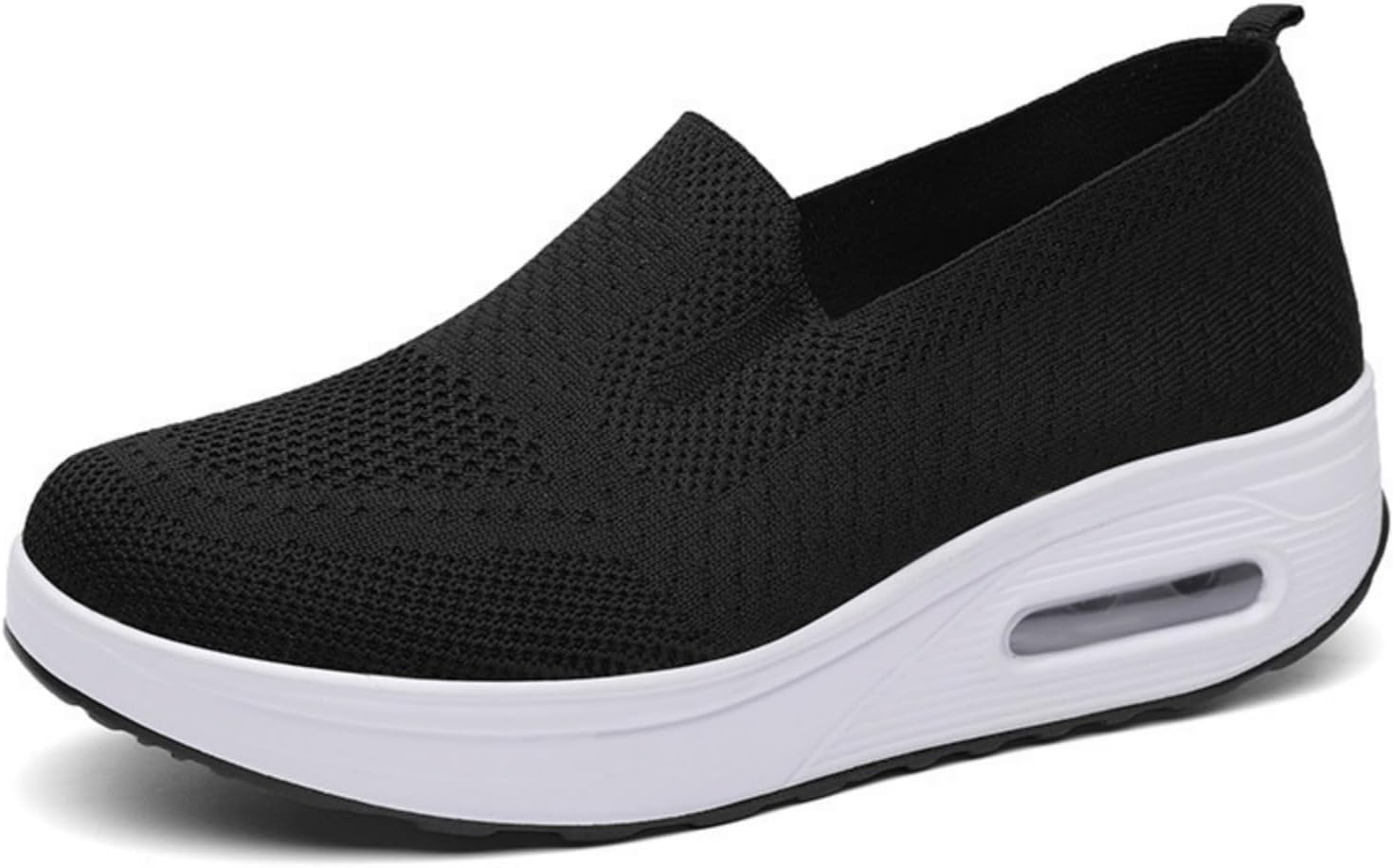 Women's Orthopedic Sneakers Summer Casual Breathable Mesh Hollow Out Slip on Walking Shoes Trendy Comfortable Air Cushion Stretch Diabetic Platform Sneakers with Arch Support