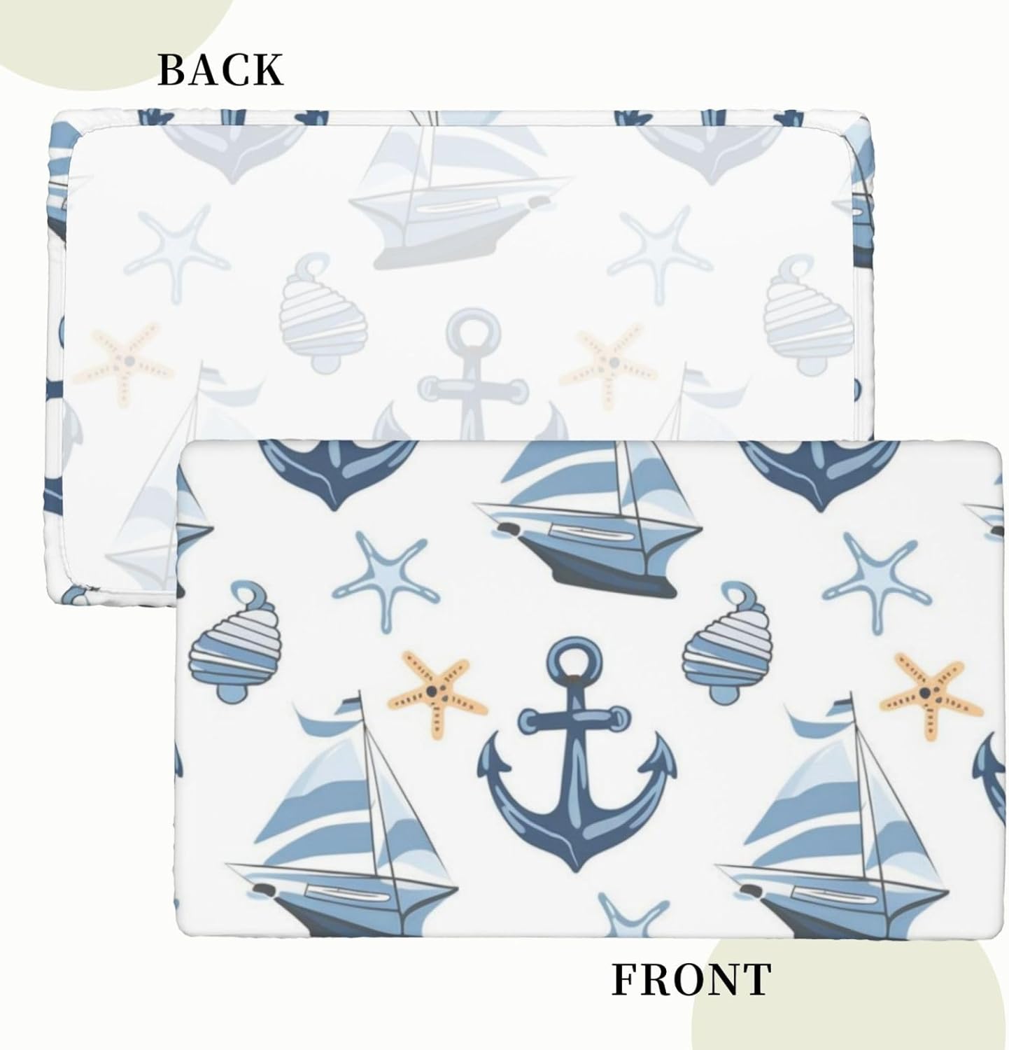 Rectangle Fitted Tablecloth with Elastic,6 ft-(30" x 72"), Anchor and Starfish Pattern Polyester Table Cover, for Kitchen Dining Tabletop Decoration
