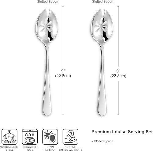 Miniatura 2 de KEAWELL Louise - Juego de cucharas de servir de 9 pulgadas, acero inoxidable 1810, que une elegancia y durabilidad, exquisitos utensilios para