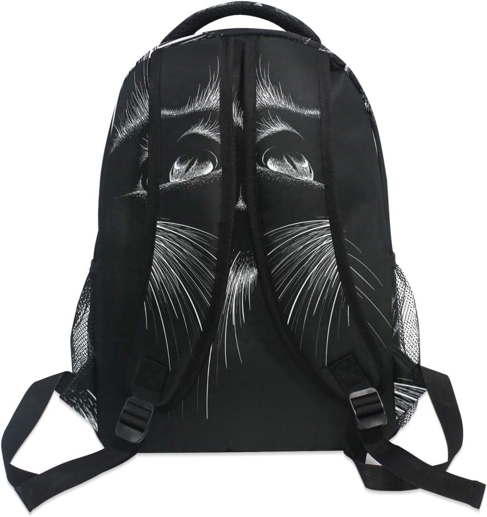 Cute Print Style Cat Black Art Kitten Animal Backpacks Bookbags Daypack Travel School College Bag for Women Men Boys