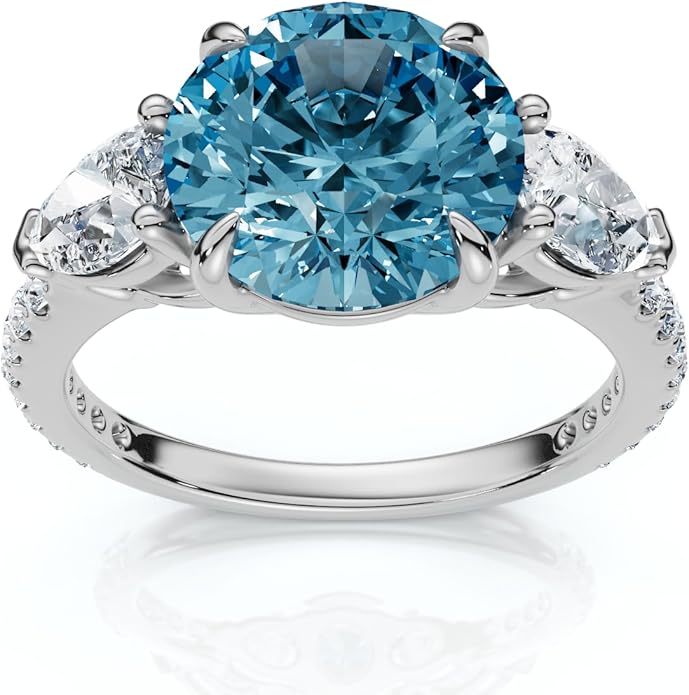 Pompeii 3.5 Ct Fancy Blue Lab Grown Diamond Engagement Ring in 14k Gold
