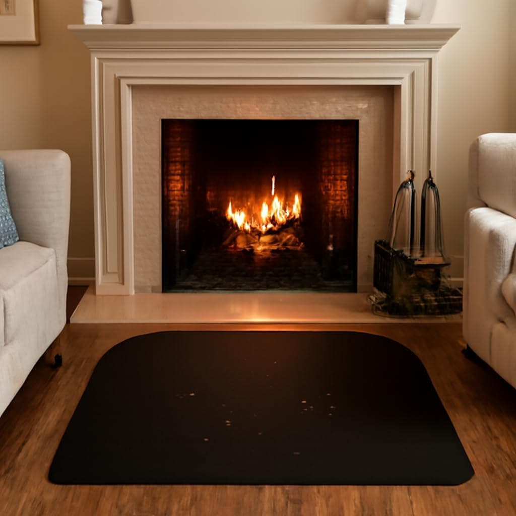 Fireplace Fireproof Mat 48×30 inch Heat Resistant Hearth Rug for Fireplace Floor Protection, Fire Pit & Wood Stove Mat, Non-Slip Fire Resistant Pad Protects Carpet & Hardwood Floors