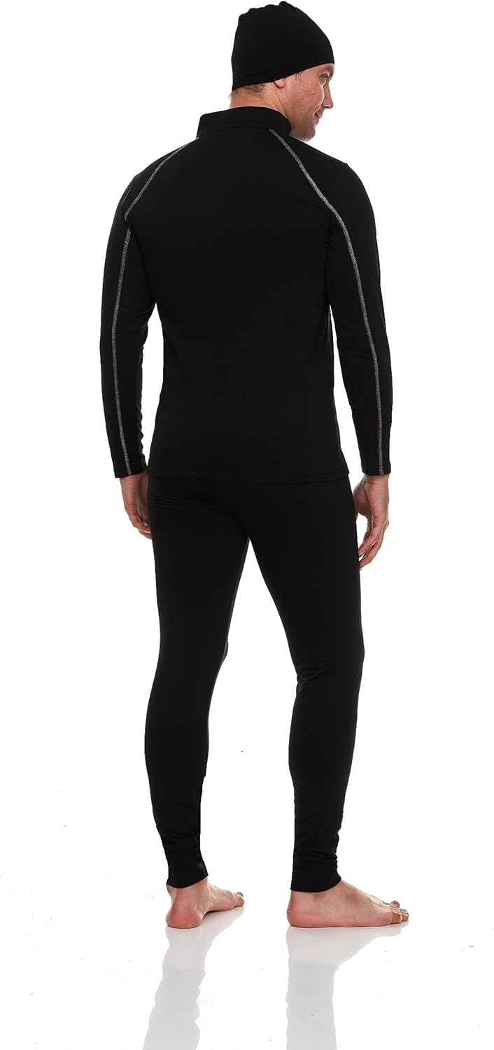 Body Glove 3 Pack Mens Thermal Underwear Fleece Lined Long Underwear Mens Base Layer Legging Pants, Shirt and Beanie