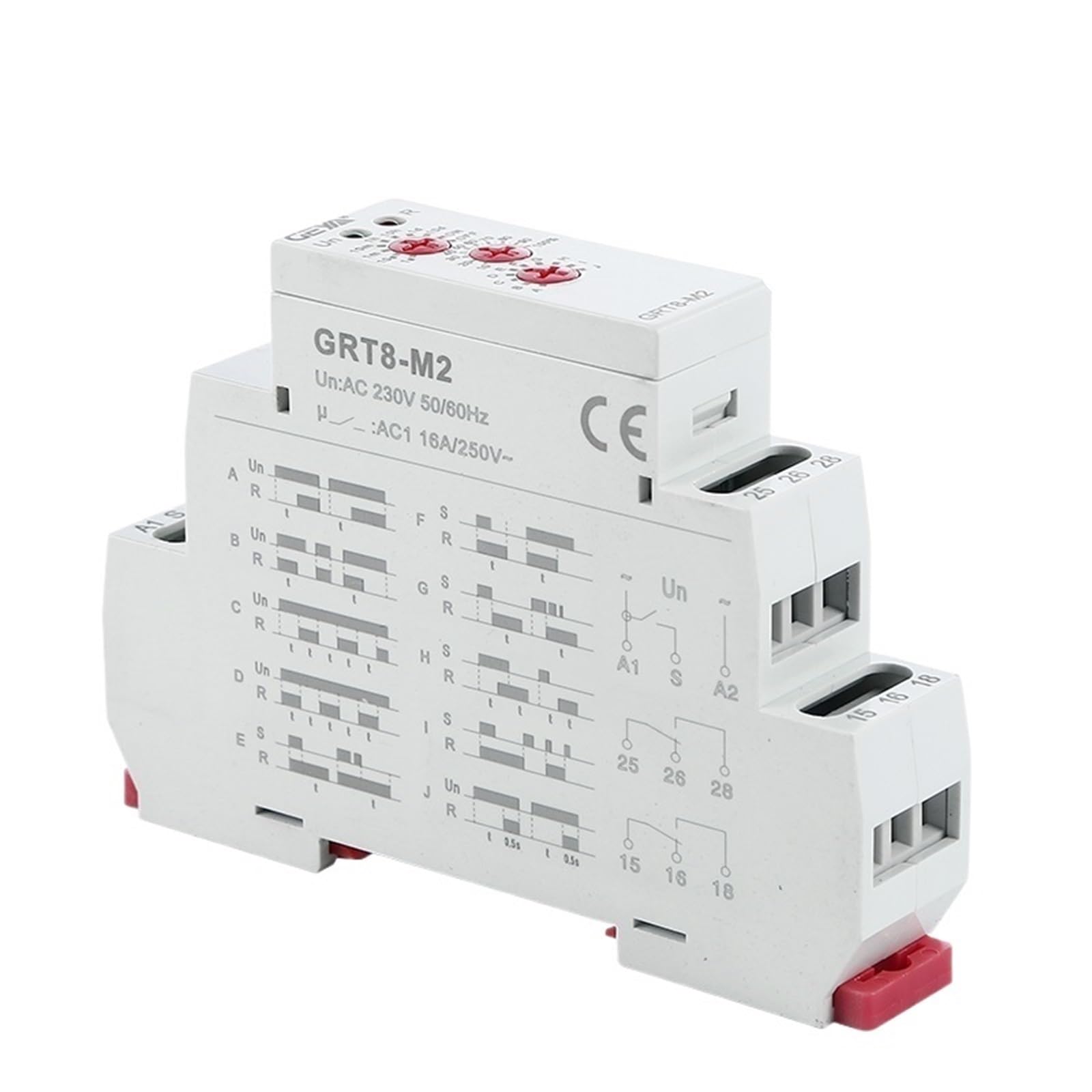 COKYIS Relé Temporizador multifunción Ajustable GRT8-M con 10 Opciones de Funciones AC DC 12V 24V 220V 230V relé de Tiempo Carril DIN (Size : GRT8-M2 ACDC12V-240V)