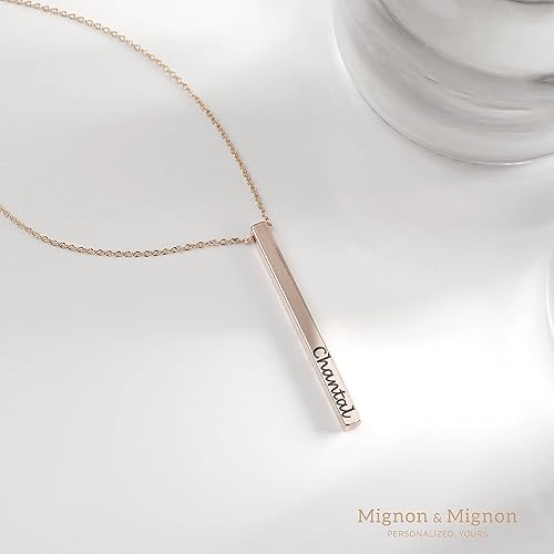Miniatura 6 de MignonandMignon Personalized Coordinates Necklaces for Women Gift for Her Custom Engraved Bar Jewelry with Kids Names for Mom Graduation Gifts - 4SBN