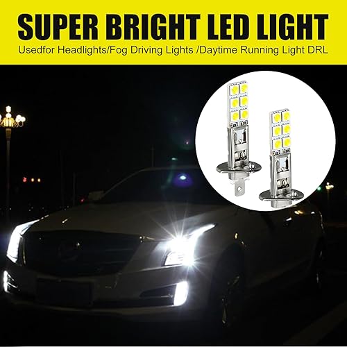 Miniatura 6 de Fluher 4 luces antiniebla LED H1 para automóvil, chip 12-5050SMD de alto brillo, antivaho de penetración fuerte DRL, luz Plug and Play, 6500K 50000H