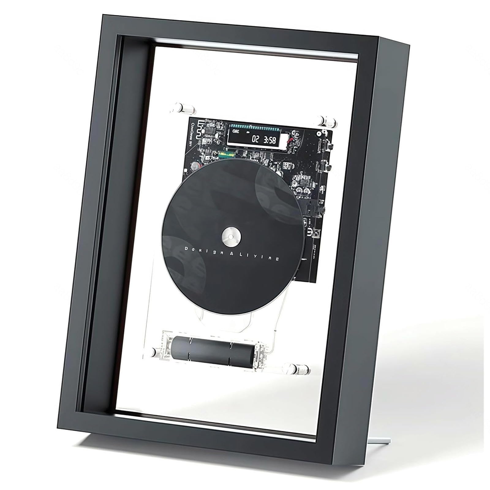 Lettore CD montabile a parete con telecomando, display digitale a LED, Bluetooth 5.0 e uscita AUX da 3,5 mm, design decorativo per foto, perfetto per casa e ufficio