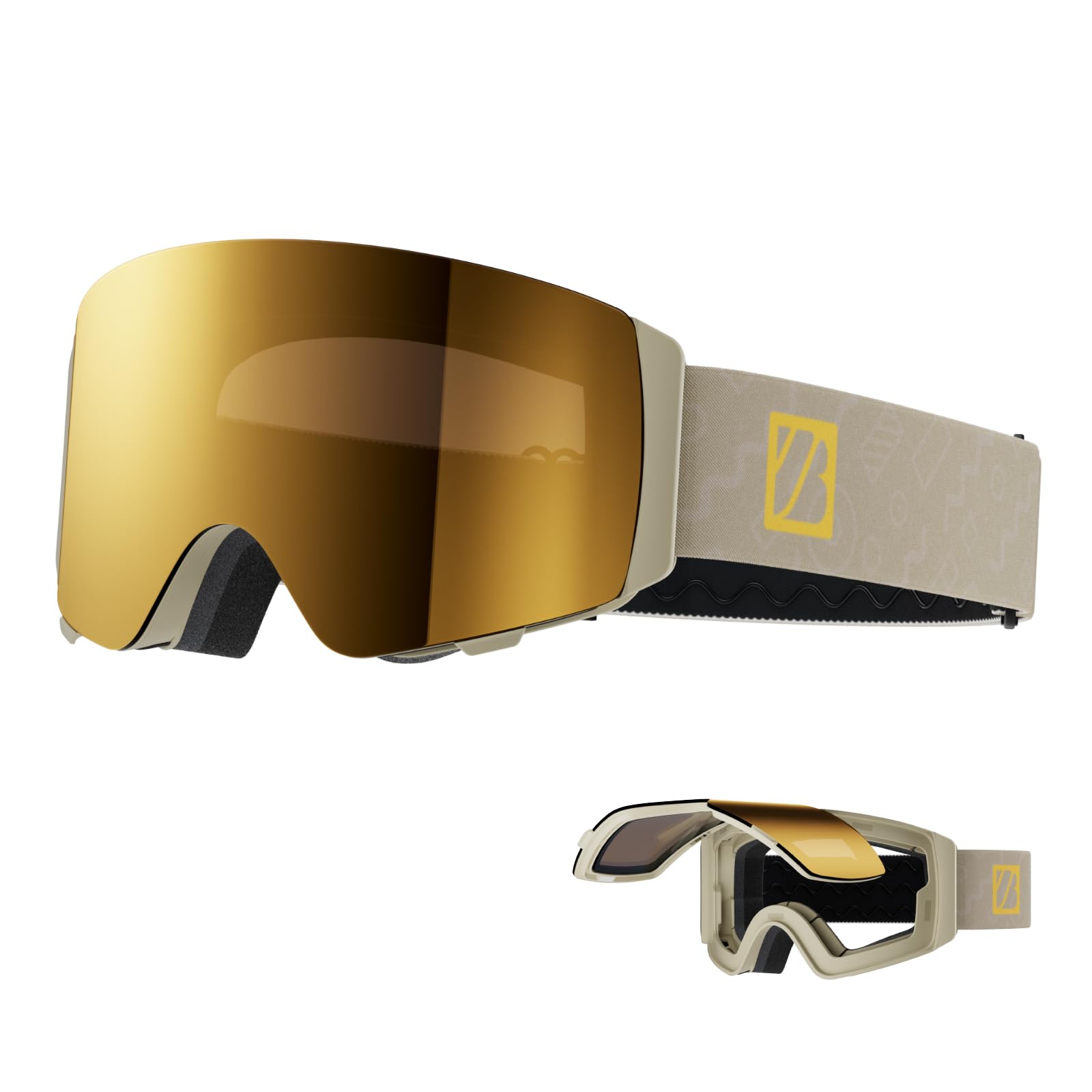 JUBAO Gafas de esquí abatibles para niños, antivaho, magnéticas, para nieve, snowboard, para niños y niñas, antivaho instantáneo, protección UV400
