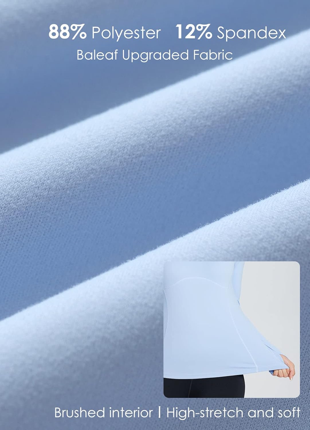 baleaf Women's Long Sleeve Workout Tops Compression Running Shirts Fitted Athletic Warm Thumbholes Quick Dry Yoga - Image 5