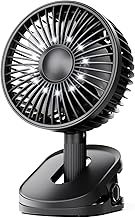 Gaiatop 4 Speed Quiet Portable Mini Fan, 4000mAh USB Rechargeable Fan with LED Light & Hook, 90° Auto Rotate Multi Clip On Fan Personal Table Fan Battery Fan for Home, Stroller Camping, Kichen(Black)