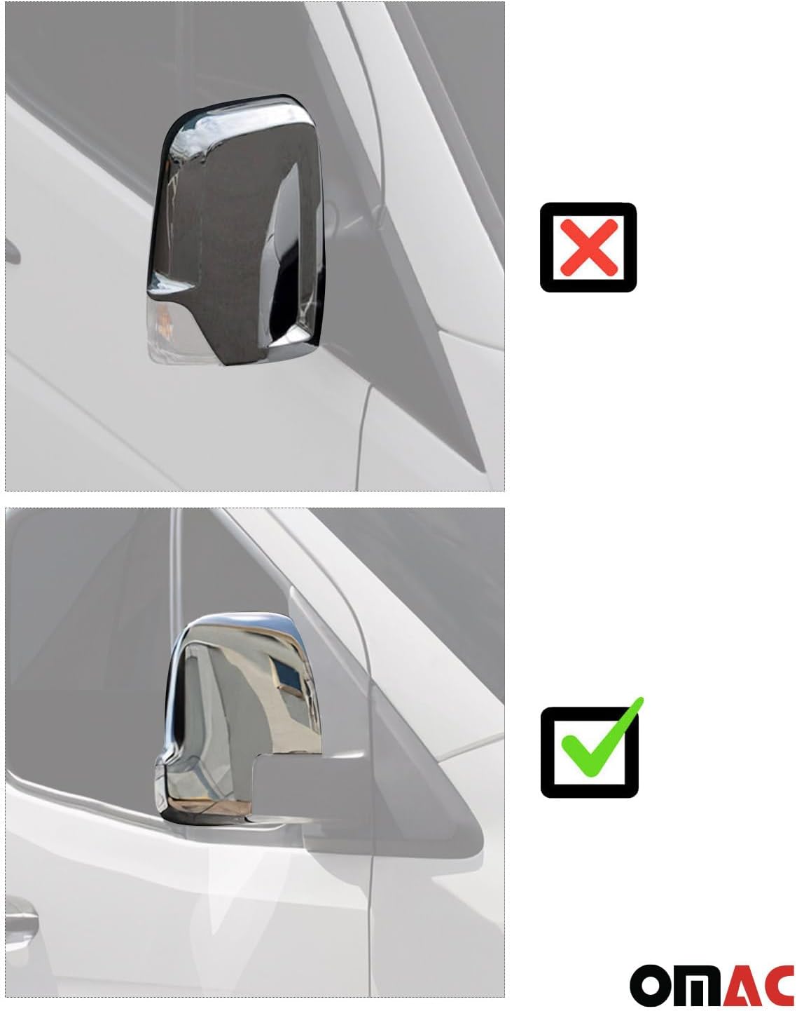 OMAC Side Mirror Cover Caps Fits Mercedes Sprinter W907 910 2019-2026 S.Steel 2x