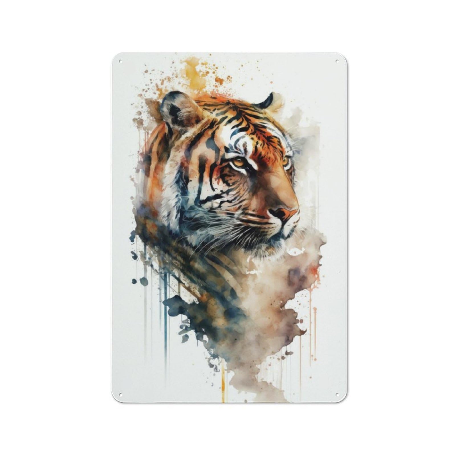 Character Decorative Tin Plaque 30x20cm Featuring Tiger, Home Wall Decor for Flat, Dorm Room, Lounge Or Cafe