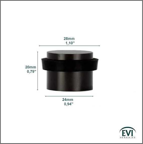 EVI Herrajes | Black Door Stopper - Adhesive Installation - Black Rubber Protector - W0.94 x H0.79 Inch Door Stop