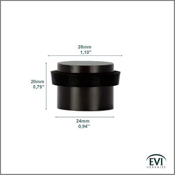 EVI Herrajes | Black Door Stopper - Adhesive Installation - Black Rubber Protector - W0.94 x H0.79 Inch Door Stop
