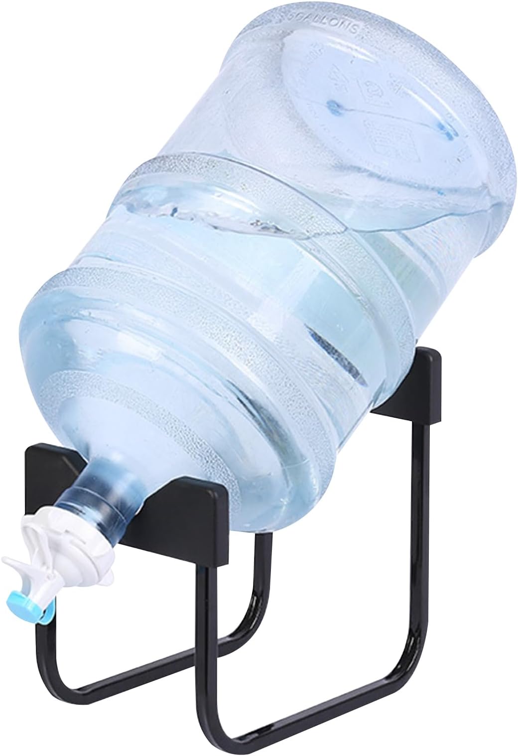 DAYONG Metal Water Container Stand with Water Valve, 3-5 Gallon Water Jug Drink Dispenser Rack Water Jug Holder, Non-Slip Drinking Water Cooler Rack for Home, Countertop, Office (Black)