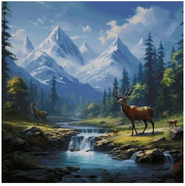 Point de croix cerf 14 fils en pur coton pour un rendu précis 54x54cm