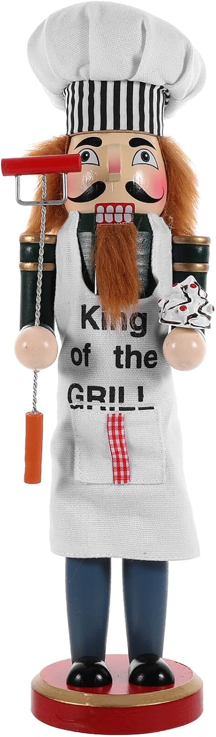 38cm Chef Nutcracker Figurine Wooden Holiday Nutcracker Christmas Decor Indoor Kitchen Ornament