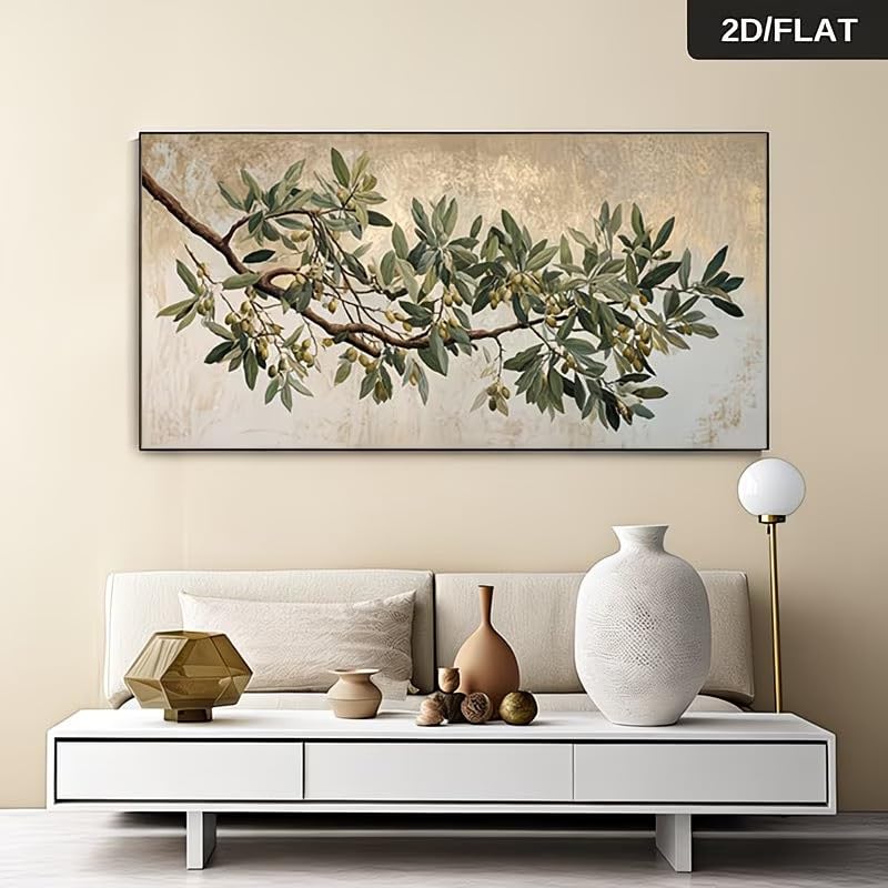 Toile branches d'olivier abstrait solution grand format pour habiller un mur vide