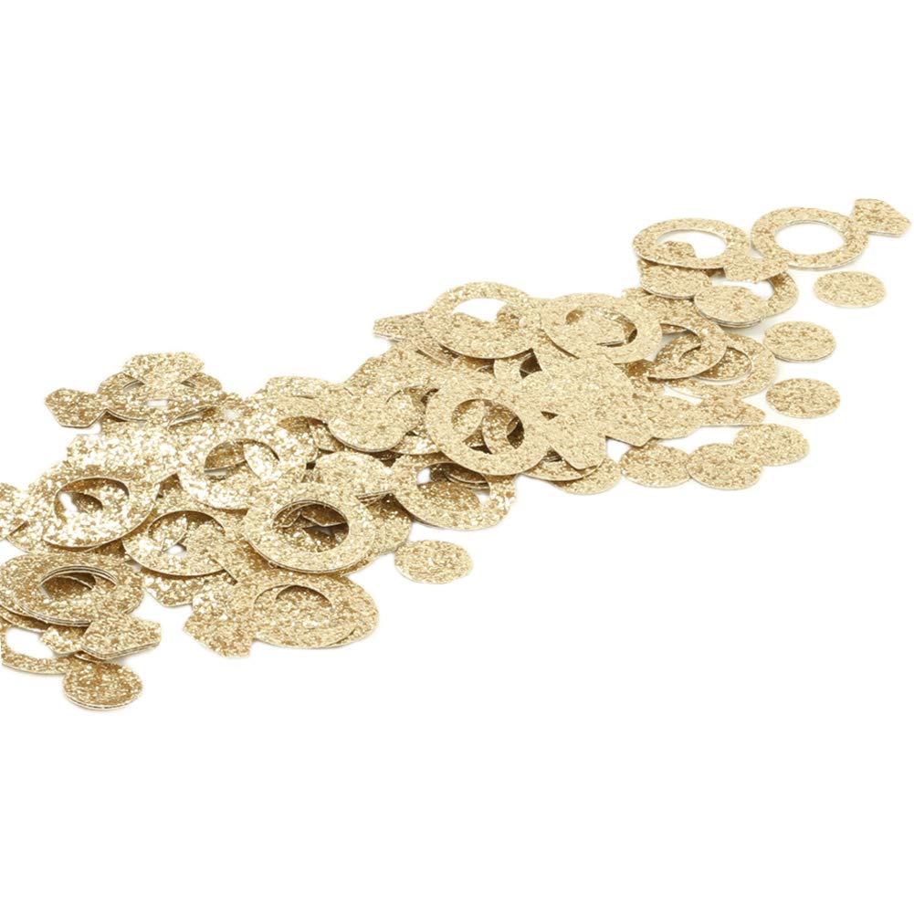 Andaz Press Real Glitter Confetti Gold Glitter Diamond Ring, Paper Party Confetti 100-Pack, Proposal Ideas, Table Scatter Die Cut Outs, Bridal Shower, Bachelorette Hen Cupcake Topper Decor