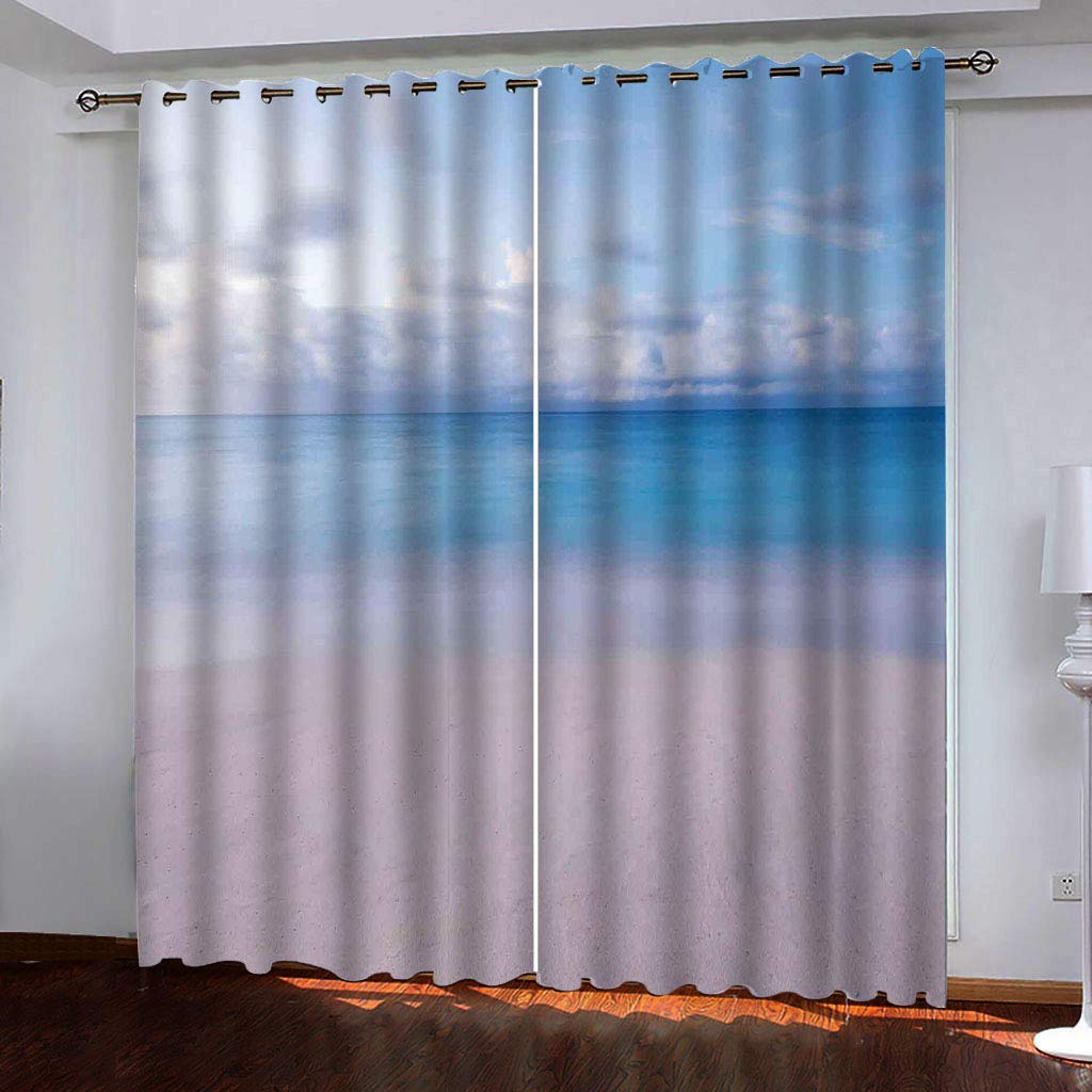 Rideaux occultants opaques bleu mer 140x260cm pour habiller le salon