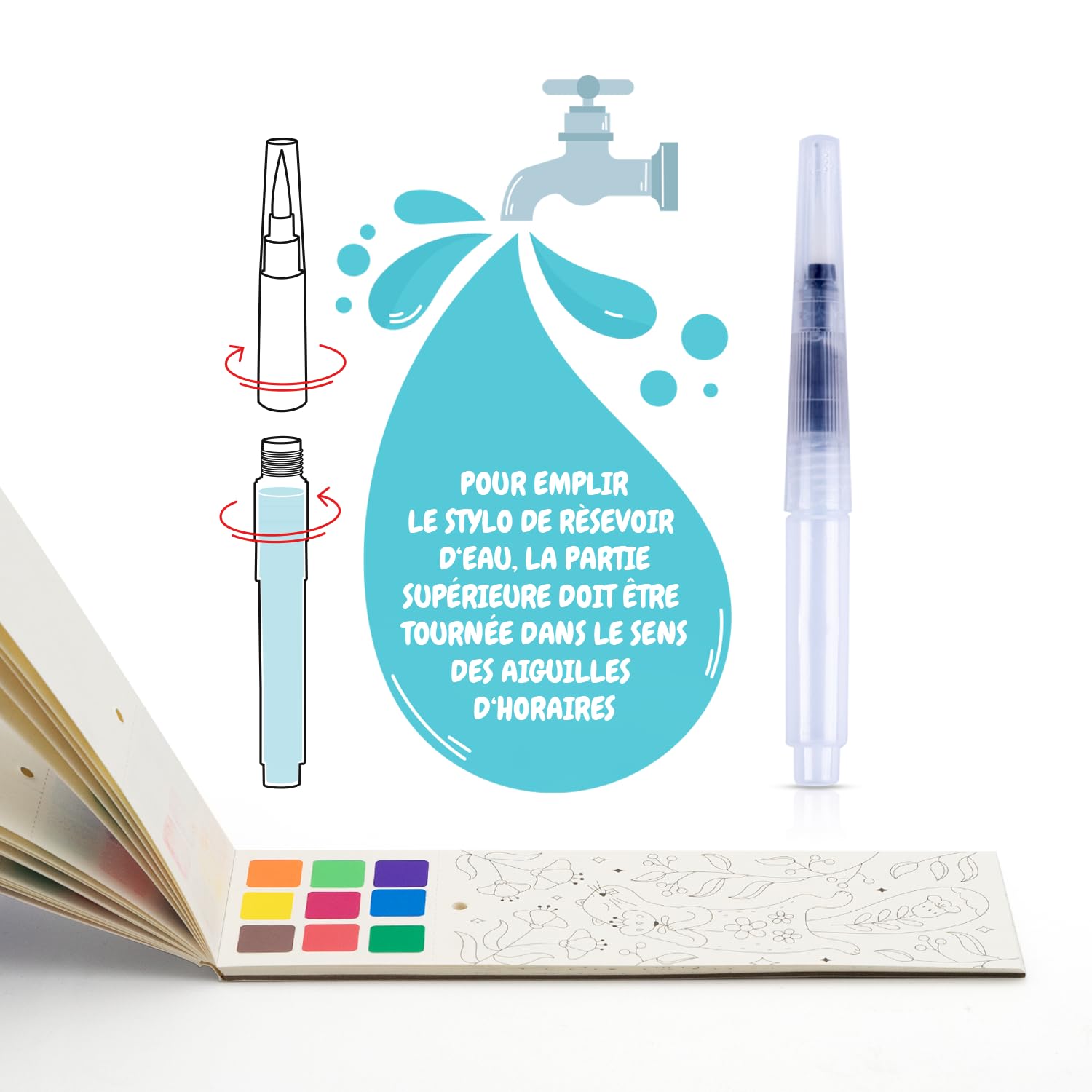 6 Livres De Coloriage Aquarelle Avec Pinceau Réservoir D'eau – Activité Créative Portable Pour Enfants Dès 3 Ans