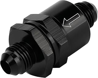 Válvula de retención en línea 6AN macho sin retorno unidireccional de aluminio para uso con combustibles, aceite, refrigerante, aire, diésel, metanol, etanol y sistema de combustible E85, color negro