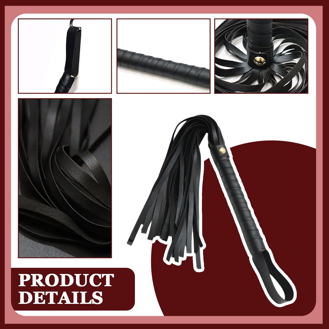 Latigo de Cuero PU para Caballos Herramienta de Entrenamiento, Accesorios para Disfraces