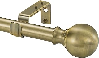 Window Curtain Rods 36 to 72 Inches, 1 Inch Diameter Adjustable Drapery Rod, Decorative Heavy Duty Curtains Rod with Fancy Round Finials for Living Room, Bedroom, Patio, Antique Bronze