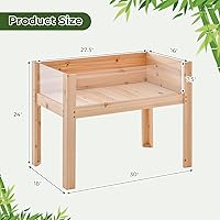 Vista 8 de Giantex Cama de jardín elevada, maceta de madera elevada con patas, agujeros de drenaje, paneles acrílicos, camas elevadas de pie para frutas