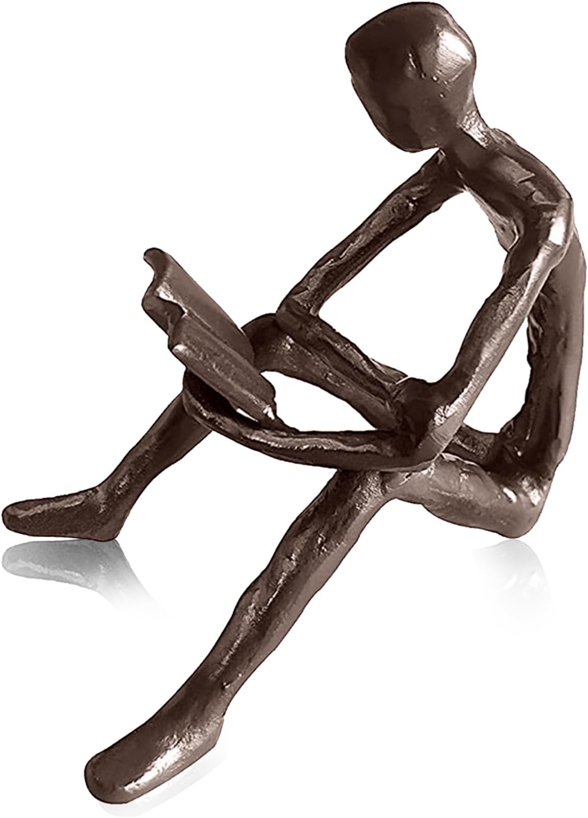 Bookshelf Decor Reading Statue - Abstract Art Sculpture Figurine Reading Room Decor Aesthetic, Modern Table Accents Home Decoration for Living Room Office Library Shelf Desk Decor(Brown)