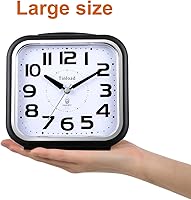 Vista 2 de Reloj despertador analógico grande de 5.5 pulgadas, silencioso, sin tictac, suave despertar, sonido de beep, volumen creciente, función
